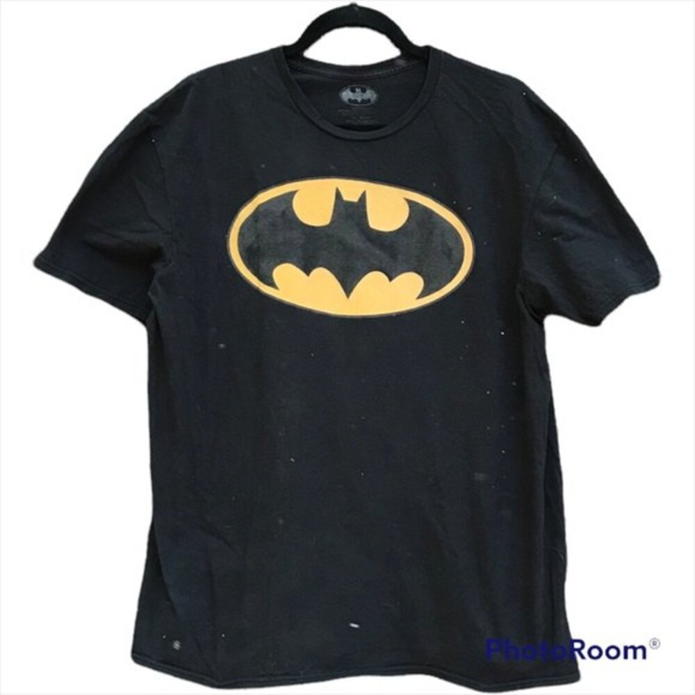 Batman Bat Signal Black Cotton Short Sleeve Crew T Shirt Men Size XL DC Comics